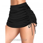 SHEKINI Women's Swimdress Drawstring Ruched Swim Skirt Adjustable Tie Side Swimsuit Bottom