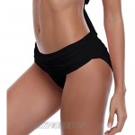 SHEKINI Women's Swimsuit Hipster Bikini Bottoms Full Coverage Ruched High Waisted Swim Bottoms