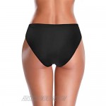 SHEKINI Women's Twist Front Bikini Bottom High Cut Waisted Swim Bottoms