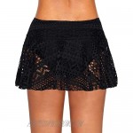 XAKALAKA Women Crochet Lace Bikini Bottom Swim Skirt Solid Swimsuit Short S-XXL