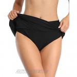 Yonique Womens Swim Skirt Black Bathing Suit Bottoms Mid Waist Swim Bottoms Elastic Waist Swimsuit Bottoms