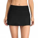 Yonique Womens Swim Skirt Black Bathing Suit Bottoms Mid Waist Swim Bottoms Elastic Waist Swimsuit Bottoms