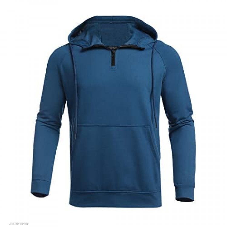 COOFANDY Men's Hoodies Sweatshirt Long Sleeve Pocket Quarter-Zip Pullover Hooded Shirts