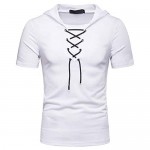 Mens Fashion Short Sleeve Hooded - Casual Solid Color Pullover T Shirts Summer Tops