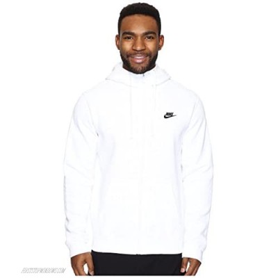 Nike Mens Sportswear Full Zip Club Hooded Sweatshirt White/Black 804389-100 Size Large