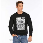 Men’s Graphic Print Cotton Crew Neck Pullover Sweatshirt (Black