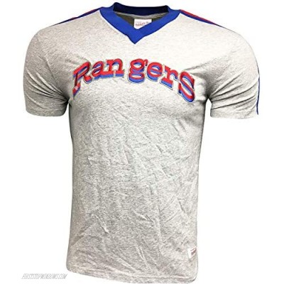 Mitchell & Ness Men's Texas Rangers MLB V-Neck Short Sleeve T-Shirt 100% Cotton
