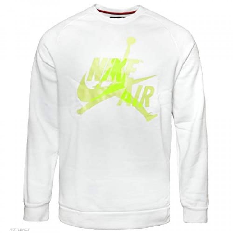 Nike M J Jumpman Classics Crew Long Sleeve Top for Men mens BV6006 101 white/luminous green L'