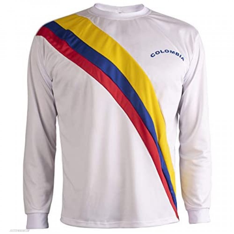 Colombia Shirt Retro Football Long Sleeve Mens Top