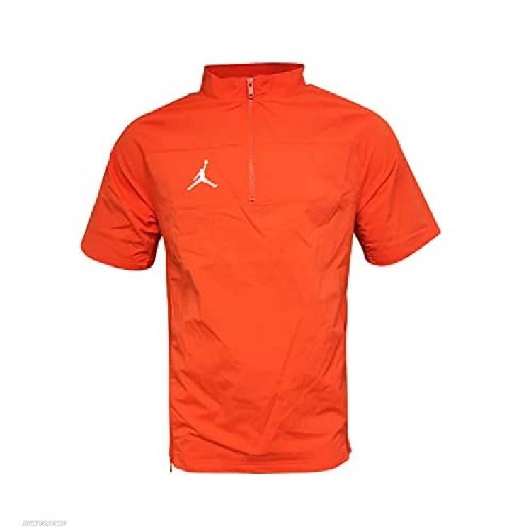 Nike Men's Short Sleeve 1/4 Zip Hot Jacket Nylon/Spandex Blend Jordan Jumpman Woven Short Sleeve Hot Jacket Orange (Medium)