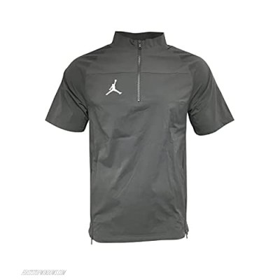 Nike Men's Short Sleeve 1/4 Zip Hot Jacket Nylon/Spandex Blend Jordan Jumpman Woven Short Sleeve Hot Jacket Dark Grey (Medium)