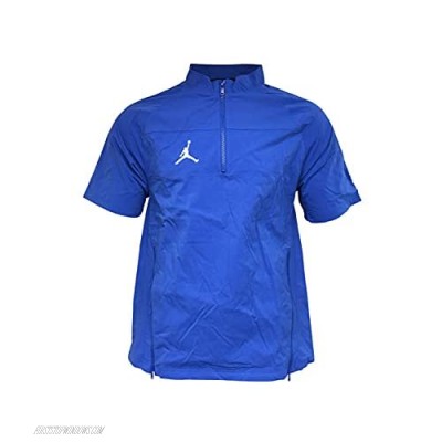 Nike Men's Short Sleeve 1/4 Zip Hot Jacket Nylon/Spandex Blend Jordan Jumpman Woven Short Sleeve Hot Jacket Blue (Small)