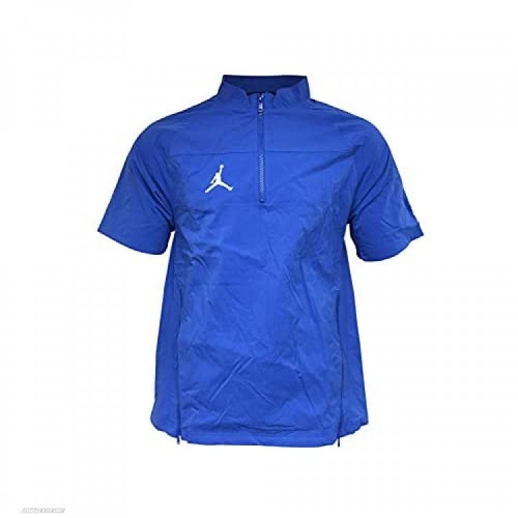 Nike Men's Short Sleeve 1/4 Zip Hot Jacket Nylon/Spandex Blend Jordan Jumpman Woven Short Sleeve Hot Jacket Blue (Small)
