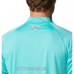 Columbia Men's PFG Terminal Tackle 1/4 Sleeve Zip Tee Breathable UV Sun Protection Dolphin/White Logo 1X Big