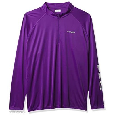 Columbia Men's PFG Terminal Tackle 1/4 Sleeve Zip Tee Breathable UV Sun Protection Vivid Purple/White Logo 2X Big