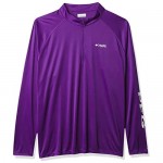 Columbia Men's PFG Terminal Tackle 1/4 Sleeve Zip Tee Breathable UV Sun Protection Vivid Purple/White Logo Large Tall