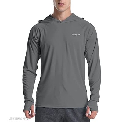 LABEYZON Men's Outdoor UPF 50+ Sun Protection Hoodie Long Sleeve T-Shirt Quick Dry UV Shirt Running Fishing with Thumbholes