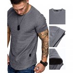 Mens Short Sleeve Muscle Gym Workout Athletic Slim Fit Basic T-Shirts Summer Soft Tops Grey